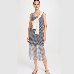 La Ligne Silk Midi Dress with Chiffon Layer - NEW